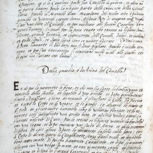 15. Manuscrit de la traducció al napolità de vers 1488 del 'Llibre de cavalls' de Manuel Díez (Catània, Biblioteche Riunite Civica e A. Ursino Recupero, ms. A-7, f. 1v).