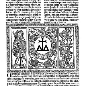 17. Epíleg en lloança de la impremta i colofó, a la segona edició de la traducció aragonesa del 'Llibre de la menescalia' de Manuel Díez (Saragossa, Pablo Hurus, 1499, f. 60r).