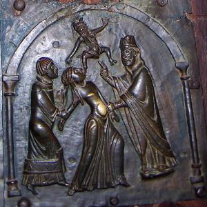 4. Exorcism. Detail of the bronze doors of San Zeno in Verona (photo: S. Giralt).