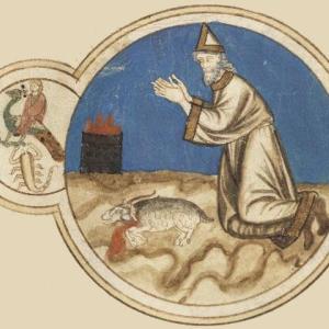6. A magician making a sacrifice to Mercury, in 'Astromagia' (Vatican, BAV, MS Reg. lat. 1283, f. 33r).