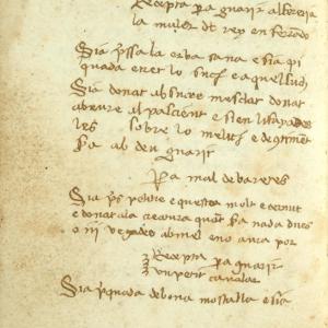 5. Misser Joan, 'Llibre de receptes' (‘Book of Prescriptions’) (Los Angeles, UCLA Louise M. Darling Biomedical Library, MS Benj. 1-4, f. 79v).